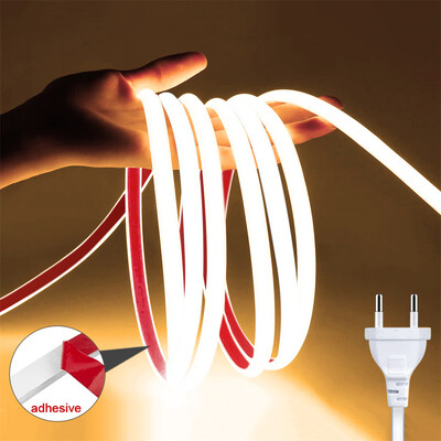 Led Strip Lights 220V High Brightness COB Led Strip IP65 Αδιάβροχη αυτοκόλλητη εύκαμπτη κορδέλα για φωτισμό εξωτερικού κήπου δωματίου