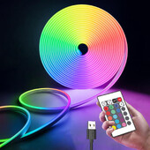 RGB Led Strip Lights USB 5V Αδιάβροχο Neon Led Strip Flexible Tape Lights for Home Gaming Room Decor Lighting