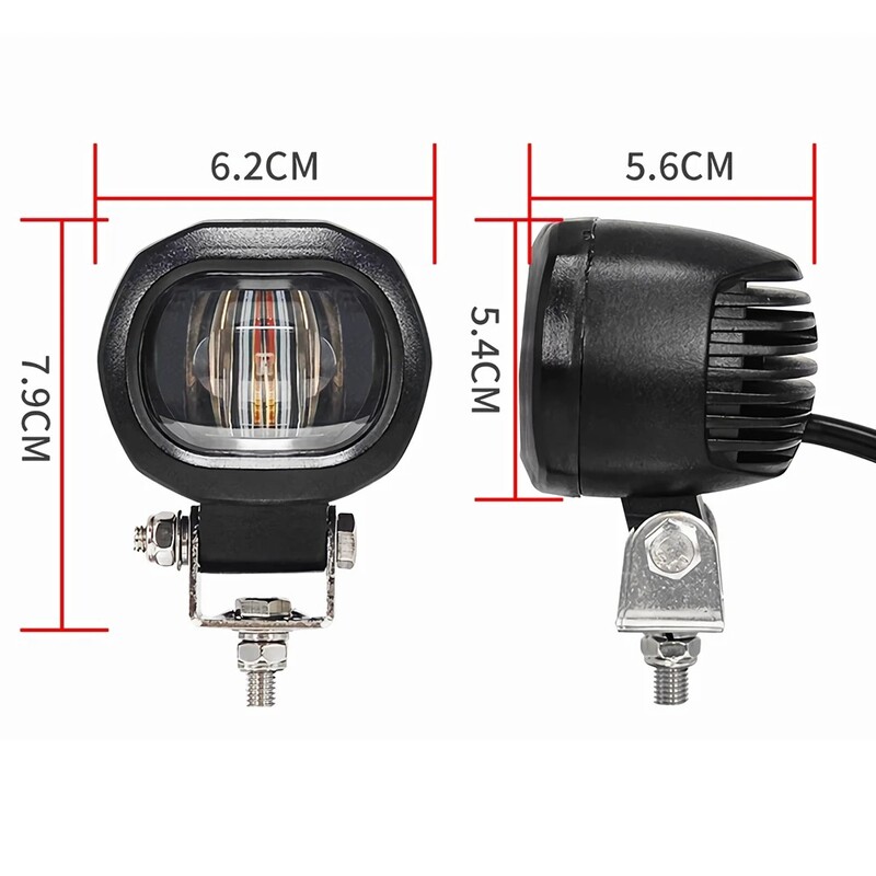 Automobilių priedai Aliuminio darbinė lemputė 10W 12-80V saugi šviesa vandeniui atspari raudona mėlyna spalva įspėjamoji lemputė šakiniam krautuvui