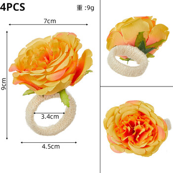 Изискан сватбен пръстен за салфетки с цветя от рози 4PCS Денят на Свети Валентин хотелски пръстен за салфетки творчески пръстен за салфетки с цветя в устата бутон за салфетки