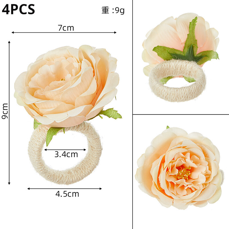 Izsmalcināts kāzu rožu ziedu salvešu gredzens 4 gab Valentīna dienas viesnīcām salvešu gredzens Creative Mouth ziedu salvešu gredzens salvetes poga