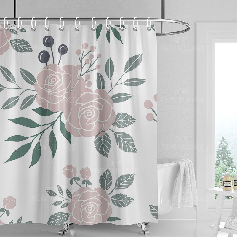 Dušas aizkaru telpas vannas istabas dalītājs Ūdensizturīgs ziemeļvalstu stila augu lapas