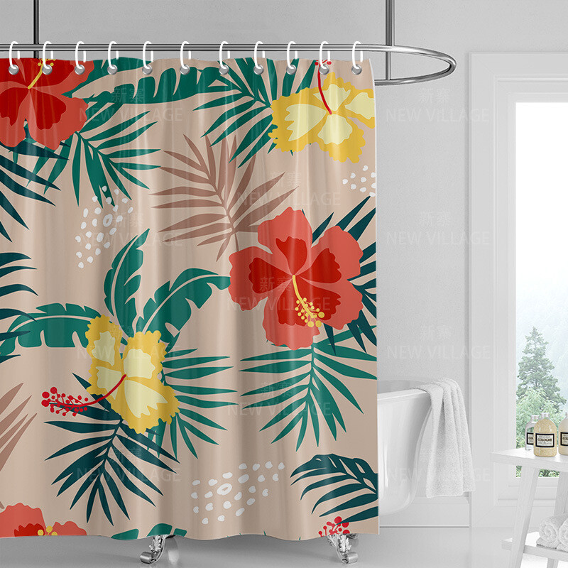 Dušas aizkaru telpas vannas istabas dalītājs Ūdensizturīgs ziemeļvalstu stila augu lapas