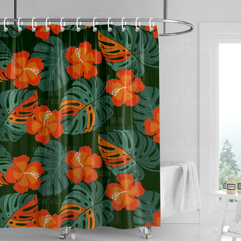 Dušas aizkaru telpas vannas istabas dalītājs Ūdensizturīgs ziemeļvalstu stila augu lapas