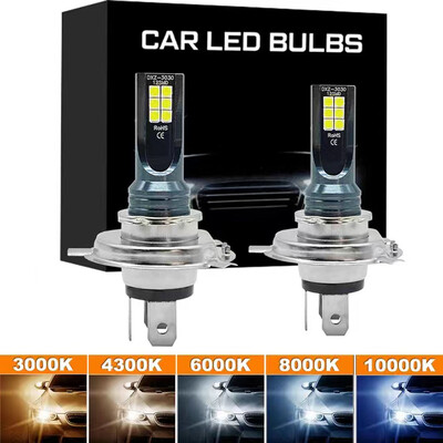 2 τμχ Super Bright H4 H7 Led Bulb Car Headlight Μοτοσικλέτα H1 H3 H8 H9 H11 Αυτόματη ομίχλη 9005 9006 HB3 HB4 Light 12v 24V 80W