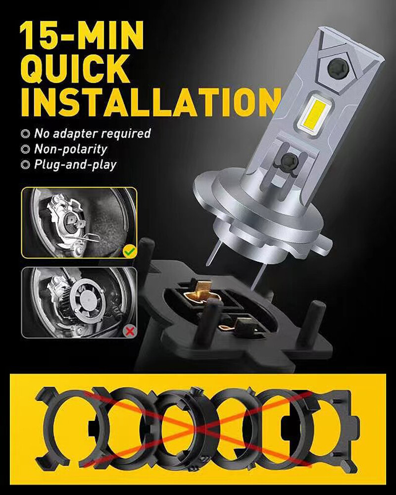 2 buc Mini H7 LED Bec far auto CSP 3570 far auto Lampă cu diodă auto Canbus H7 Turbo Led 6500K 12V 24V 30000LM