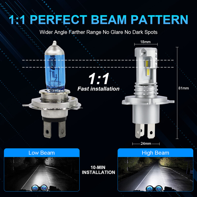 1/2X 16000LM LED H4 9003 LED Canbus priekšējo lukturu spuldze CSP bez ventilatora ar tālajām un tuvajām gaismām automašīnu motociklam Auto Lupuauto