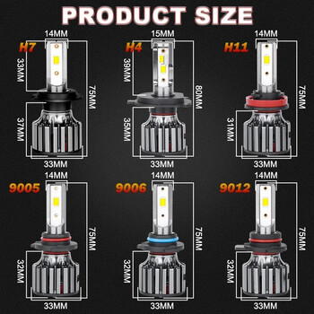 Крушки за автомобилни фарове 8000K 500000LM H7 H4 H1 H8 H11 LED светлина H7 H11 H8 LED фарове за мъгла 6000K 5570 9005 9006 9012 12V Turbo 24V