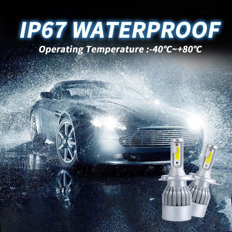 C6 Autó Haedlight LED H4 H7 H1 H3 H8 H11 H10 H13 9004 HB3 9005 HB4 9004 HB1 9007 HB2 880 881 9012 Izzó 6000K 7200LM Auto fényszóró