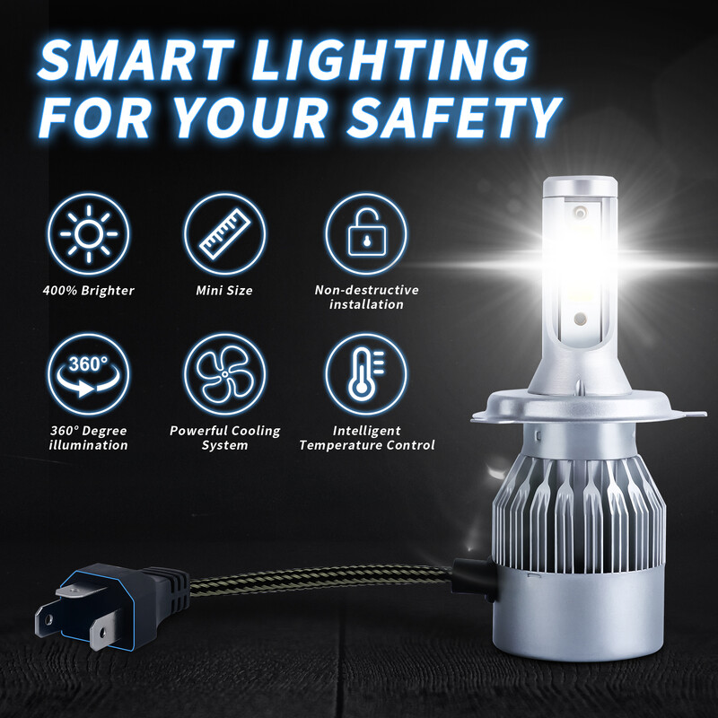 C6 Autó Haedlight LED H4 H7 H1 H3 H8 H11 H10 H13 9004 HB3 9005 HB4 9004 HB1 9007 HB2 880 881 9012 Izzó 6000K 7200LM Auto fényszóró