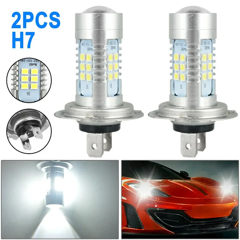 NOU 2 buc. Becuri H7 H4 LED pentru faruri, faza mare, scurtă, 6000K, lumini super albe, faruri de ceață pentru mașini, cipuri auto DRL Cob 12V 24V 110W