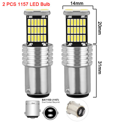 2 vnt. automobilio LED lemputė P21W BA15S 1156 PY21W BAY15D 1157 posūkio signalo lemputė 12V 4014 SMD 6500K balti automatiniai atbulinės eigos parkavimo galiniai žibintai