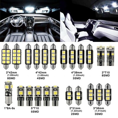 23gab Led automašīnas gaismas spuldze T10 salona karte kupola bagāžnieka numura zīmes lampu komplekts īpaši plānas formas baltas gaismas automašīnas apgaismojuma komplekts