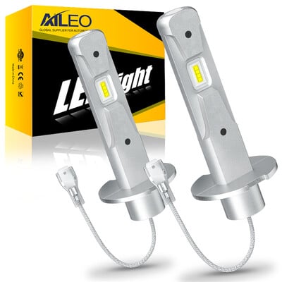 AILEO 2Pcs LED H3 светлини 200W 10000LM 6000K H1 LED фар 6000K Дизайн на крушка Безжичен за кола CSP 7035 Чип Бял Plug&Play