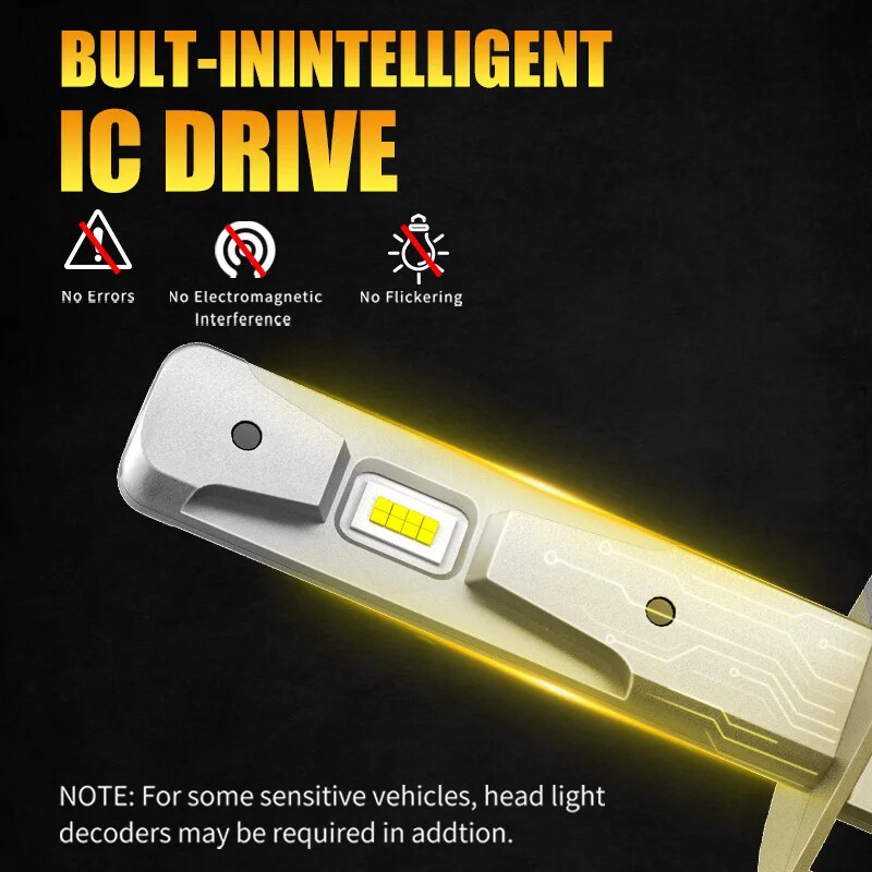 AILEO 2vnt LED H3 žibintai 200W 10000LM 6000K H1 LED priekiniai žibintai 6000K lemputės dizainas belaidis automobiliui CSP 7035 lustas baltas Plug&Play