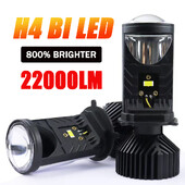H4 LED projektora objektīvs Priekšējais lukturis Automašīnas LED priekšējais lukturis Canbus 6000K Hi/Lo Beam spuldze ar turbo ventilatoru 22000LM 90W automašīnai/motociklam 12V