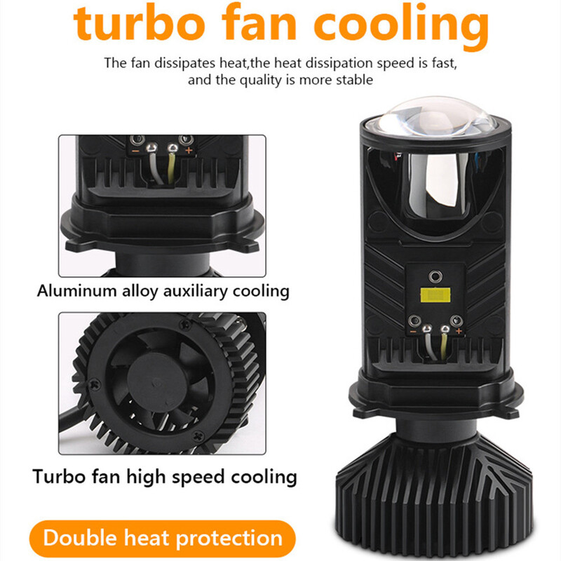 Y6 turbo ventiliatorius H4 LED priekiniai žibintai automobilio H4 mini projektoriaus objektyvas 6000K itin ryškus 20000LM Hi Lo Beam lemputė LED žibintai automobilio šviesos lempa