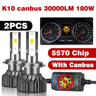 Mini Canbus H4 H7 LED automašīnas priekšējais lukturis 30000LM 300W 6000K 8000K lampa H1 9005 HB3 9006 HB4 H8 H9 H11 miglas lukturi auto spuldzes