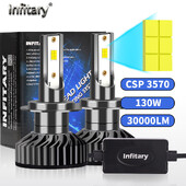 Infitary H4 H7 LED automašīnas priekšējo lukturu spuldze 30000LM CSP3570 H1 H3 H11 H13 H27 880 9005 HB3 9006 HB4 9007 gaisma transportlīdzekļa auto CANBUS