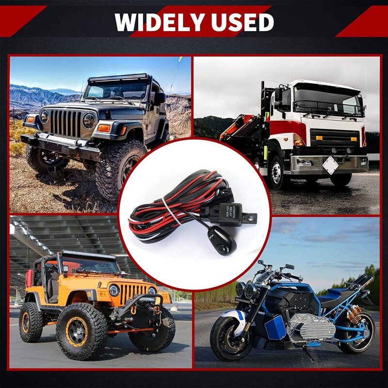 Automobilio LED šviesos juostos laidų rinkinys, skirtas LED darbo lemputei 12V 40A vandeniui atspari relė, 1-2 juostos šviesos jungiklio laidų rinkinys