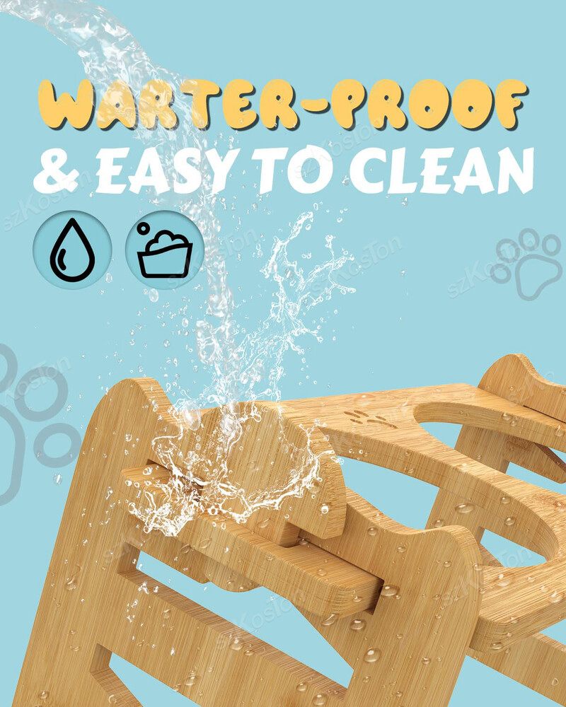 Emelt kutyatálak Bambusz dönthető, állítható kutyaetető állvány rozsdamentes acél etetőtálakkal kölyökkutyáknak macskáknak kisállat-kiegészítők