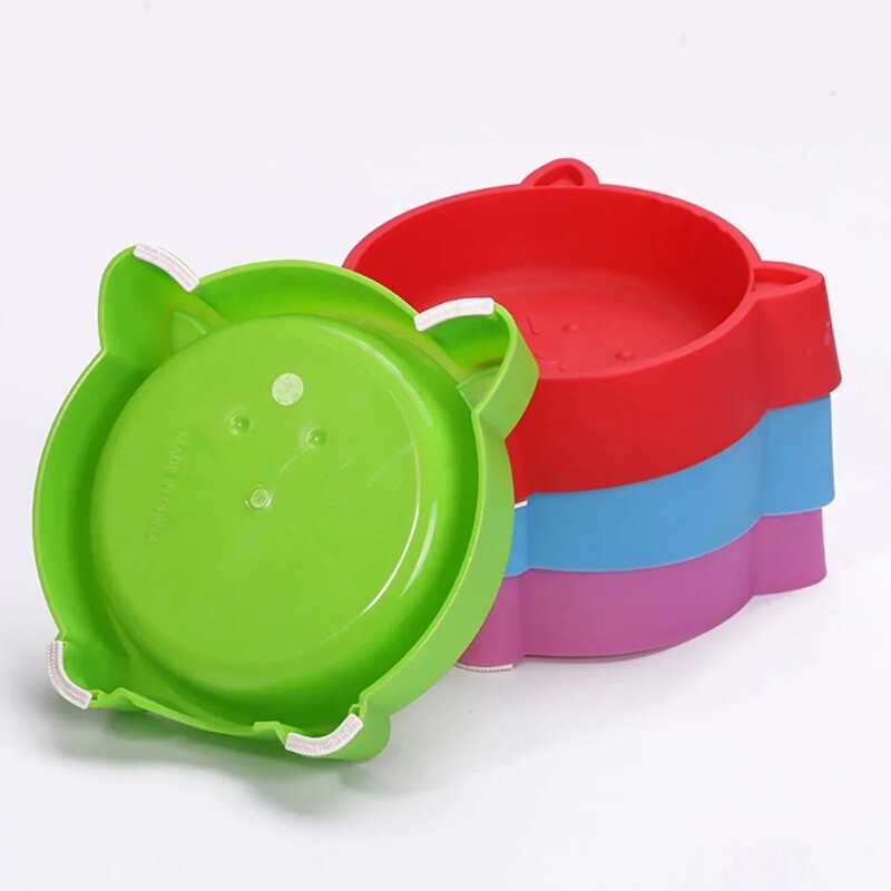 Hrănitoare pentru bol pentru animale de companie, creativă, anti-alunecare, portabilă, din plastic, drăguță, cu față de pisică, bol multifuncțional pentru pisici, boluri pentru câini, boluri cu apă, articole pentru animale de companie