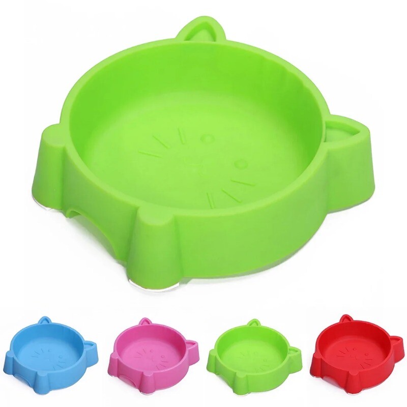 Hrănitoare pentru bol pentru animale de companie, creativă, anti-alunecare, portabilă, din plastic, drăguță, cu față de pisică, bol multifuncțional pentru pisici, boluri pentru câini, boluri cu apă, articole pentru animale de companie