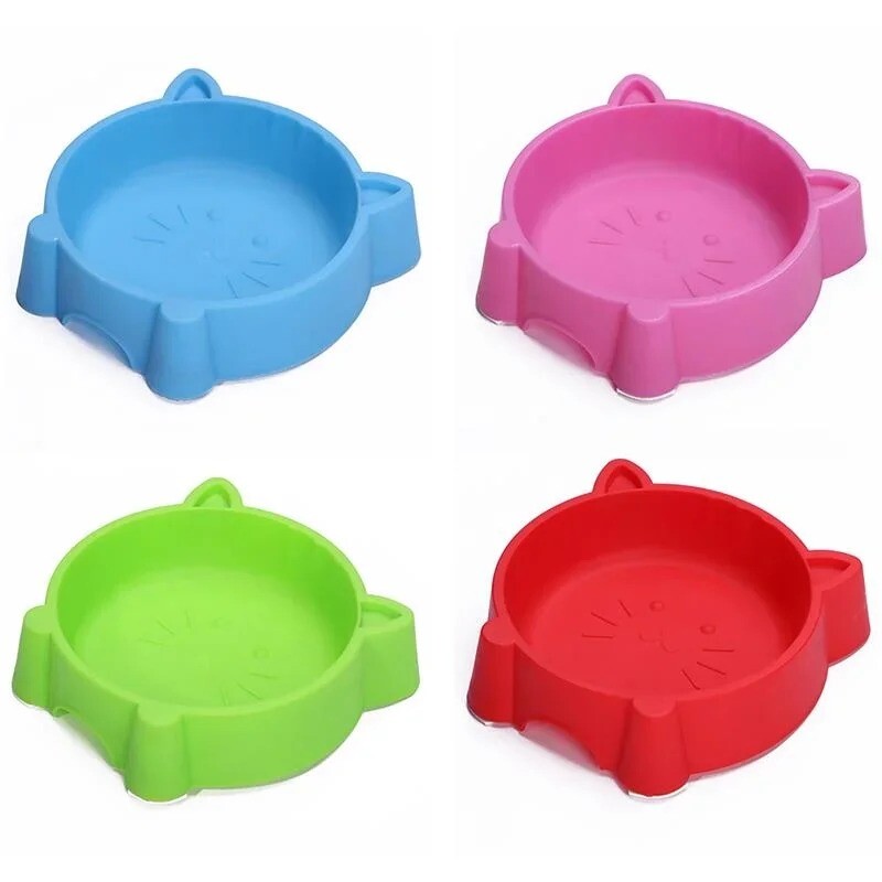 Hrănitoare pentru bol pentru animale de companie, creativă, anti-alunecare, portabilă, din plastic, drăguță, cu față de pisică, bol multifuncțional pentru pisici, boluri pentru câini, boluri cu apă, articole pentru animale de companie