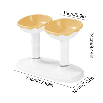 Mājdzīvnieku barošanas bļodas komplekts Noliekt kakla aizsargu, regulējams augstums, 2 vienā kaķu suņu barības trauks dzeramais baseins mājdzīvnieku barošanas piederumi