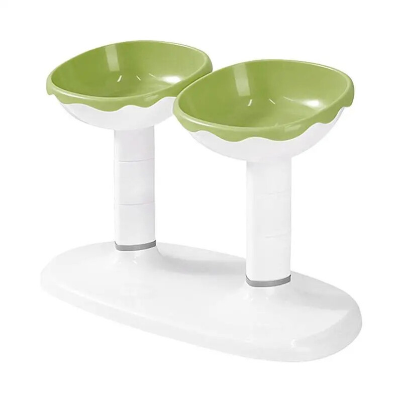 Mājdzīvnieku barošanas bļodas komplekts Noliekt kakla aizsargu, regulējams augstums, 2 vienā kaķu suņu barības trauks dzeramais baseins mājdzīvnieku barošanas piederumi