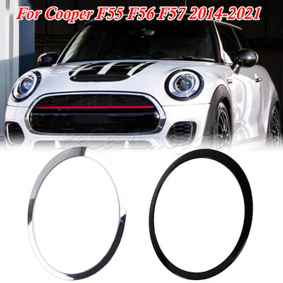 Mini skirta Cooper F55 F56 F57 2014-2021 Blizgus juodas/sidabruotas priekinio žibinto žiedo rėmelio apvado dangtelis 51137300631