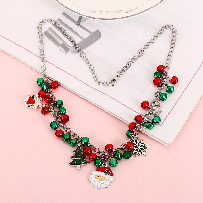 Europska i američka prekogranična nova božićna ogrlica, naušnice, narukvica, set za božićno drvce, zvona Djeda Mraza, naušnice za kapanje ulja