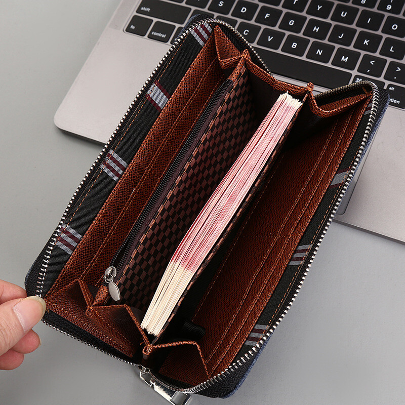 Krepšys su užtrauktuku Vyriška piniginė Vyriška piniginė ilga grandinėlė nuo vagystės sankabos krepšys „Viskas viename“ drobinis krepšys