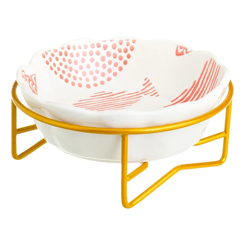 Új kerámia kisállattál védő gerincasztal magas lábú aranyos rajzfilm etető kutya és macska halmintás tál kisállat kellékek