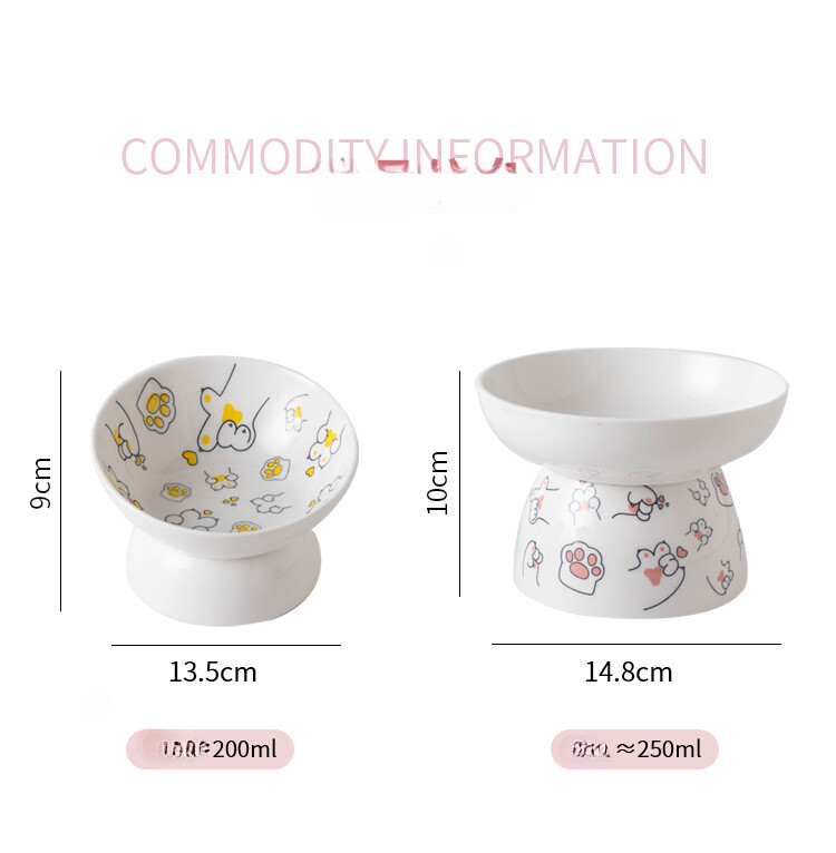 Macskatál kerámia macskaeledel védi a nyakcsigolyát ferdén nyíló kisállat magas lábú tál macskaeledel vizestál kutya