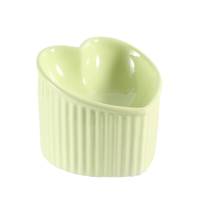 Bol înclinat din ceramică pentru pisici, în formă de inimă, anti-alunecare, drăguț pentru pisici, pisoi, câini mici, lățime funcțională, 14 cm, hrănitor pentru animale de companie lucrat manual