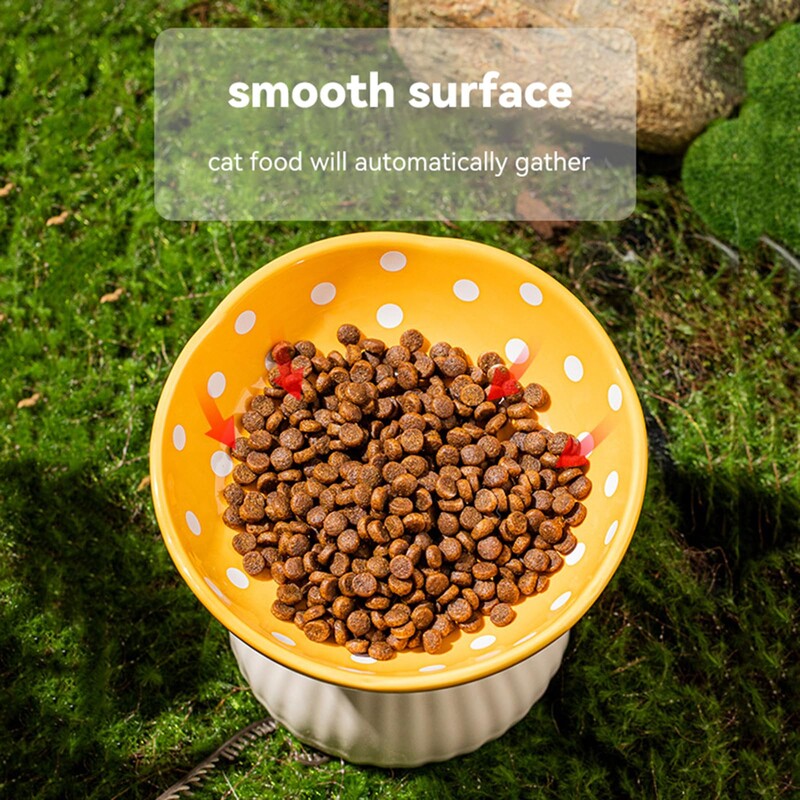 Κεραμικό υπερυψωμένο ράφι 6 ιντσών με μανιτάρια για γάτες, μπολ τροφής για γάτες φιλικό προς τα γένια για φαγητό και νερό για επίπεδη κλίση για γάτες