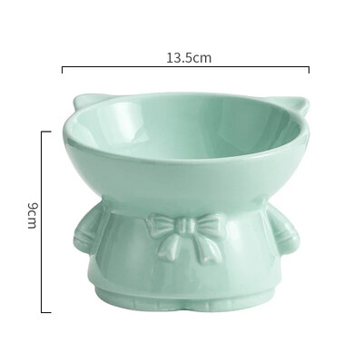 Συνδυασμός κεραμικού μπολ για γάτα Διπλό μπολ Ψηλά πόδια λοξό στόμα λαιμό προστατευτικό λαιμού πόσιμου νερού Λεκάνη σκύλου Γάτα Ρύζι μπολ Προμήθειες για κατοικίδια