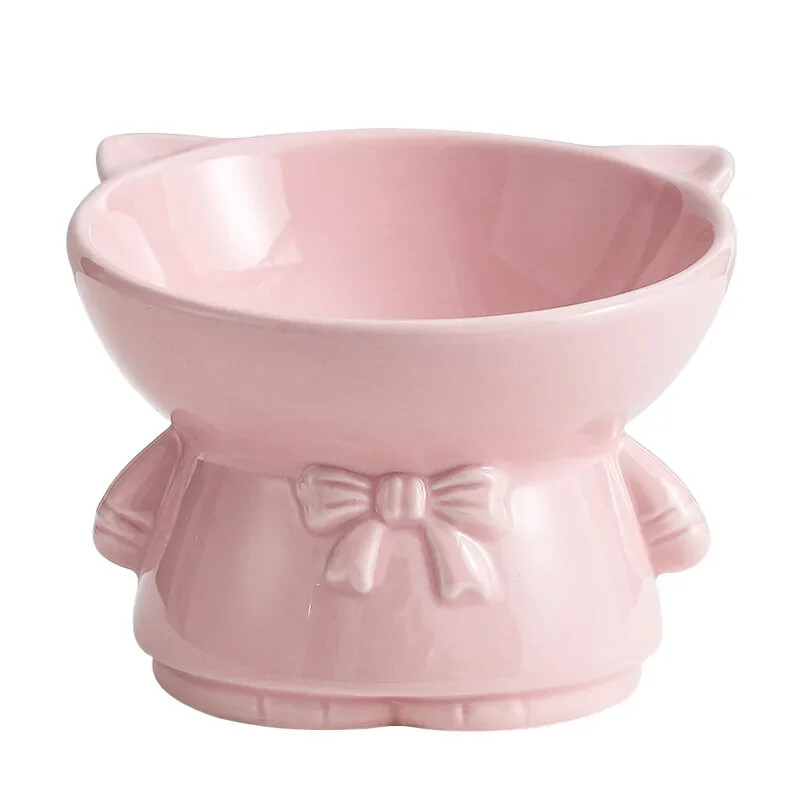 Συνδυασμός κεραμικού μπολ για γάτα Διπλό μπολ Ψηλά πόδια λοξό στόμα λαιμό προστατευτικό λαιμού πόσιμου νερού Λεκάνη σκύλου Γάτα Ρύζι μπολ Προμήθειες για κατοικίδια