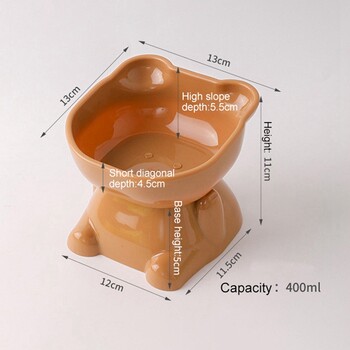 Υπερυψωμένο μπολ για γάτες 400 ml Ανυψωμένο μπολ τροφής για γάτες για προστασία της σπονδυλικής στήλης του κατοικίδιου ζώου Μπολ με κλίση γωνίας για σκύλους Πιάτο τροφής για κατοικίδια στο σπίτι Δώρο