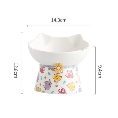 Bol de ceramică înălțat pentru pisici Hrană pentru animale de companie Hrănitoare de apă Cățeluș crescut Câini care beau boluri pentru mâncare