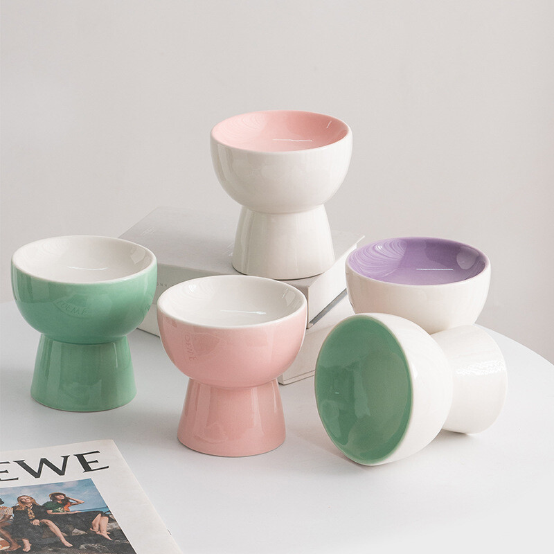 Kerámia macska tál magas macskaeledel tál kiskutya cica etetőasztal állateledel edények