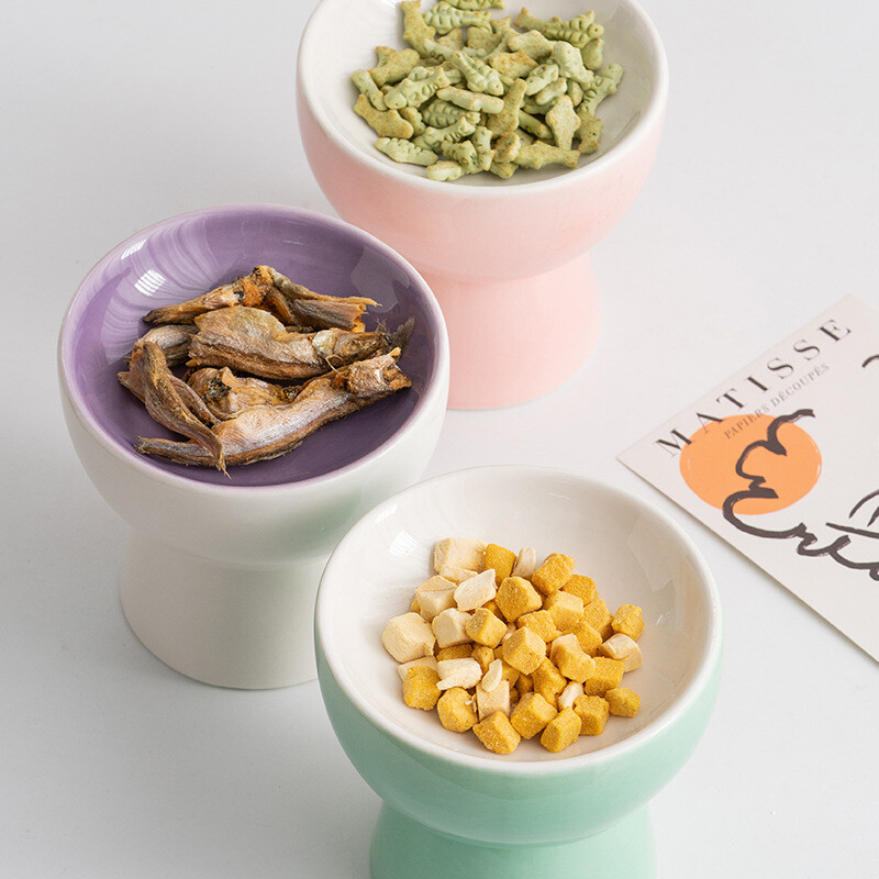 Kerámia macska tál magas macskaeledel tál kiskutya cica etetőasztal állateledel edények