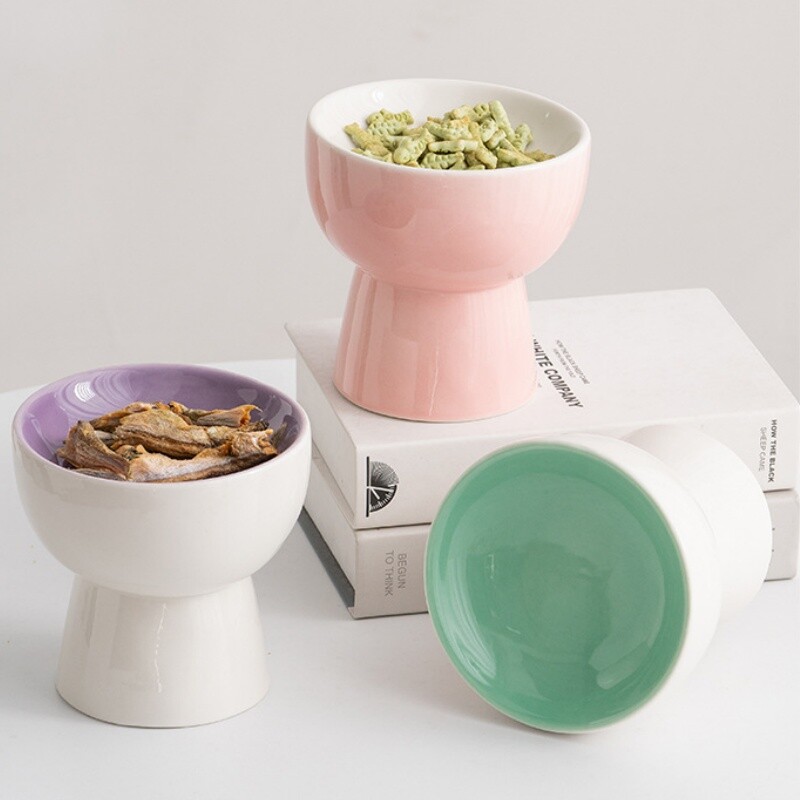 Kerámia macska tál magas macskaeledel tál kiskutya cica etetőasztal állateledel edények