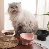 Κεραμικό μπολ γάτας Χαριτωμένο λοξό στόμα Λεκάνη τροφοδοσίας σκύλου πολλαπλών χρήσεων Μεγάλης χωρητικότητας κατοικίδιων ζώων Προστασία λαιμού μπολ ψηλού ποδιού