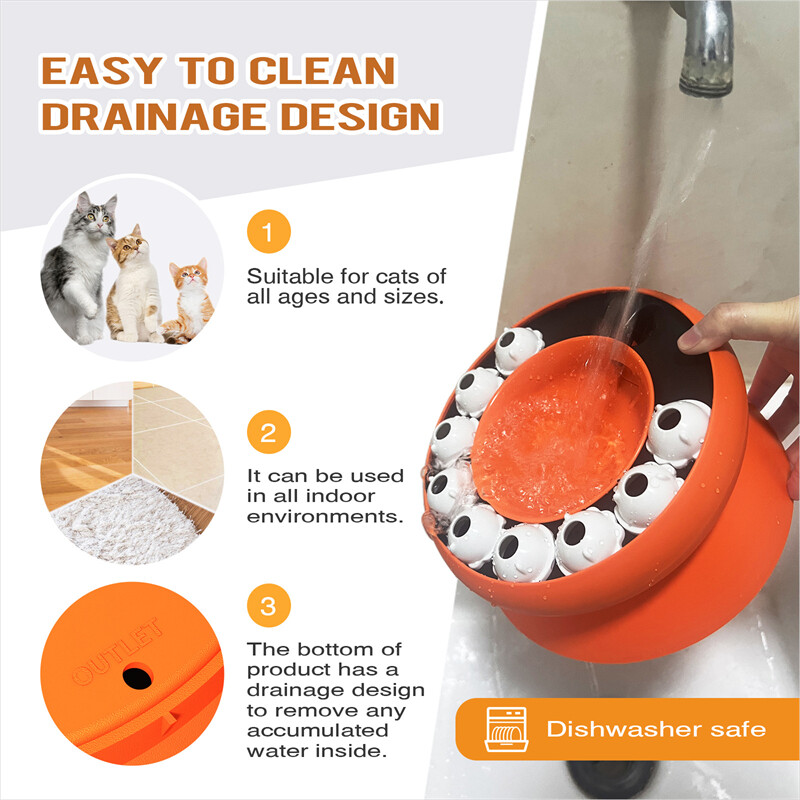 Bol pentru pisici Puzzle Jucărie Scurgeri de hrană Hrănire lent Păstrați stomacul pisicii sănătos Design înclinat Protejați gâtul pisicii Bol multifuncțional pentru hrănire pentru animale de companie