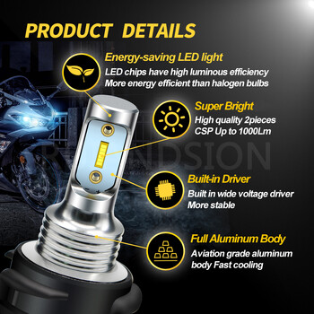 2 τεμ. PH11 9014 HS5 LED Headlight Bulb Hight Low Beam DC10-30V 12V 24V 6000K Για YAMAHA SUZUKI HONDA.