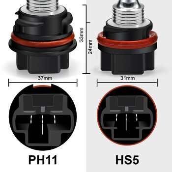 2 τεμ. PH11 9014 HS5 LED Headlight Bulb Hight Low Beam DC10-30V 12V 24V 6000K Για YAMAHA SUZUKI HONDA.