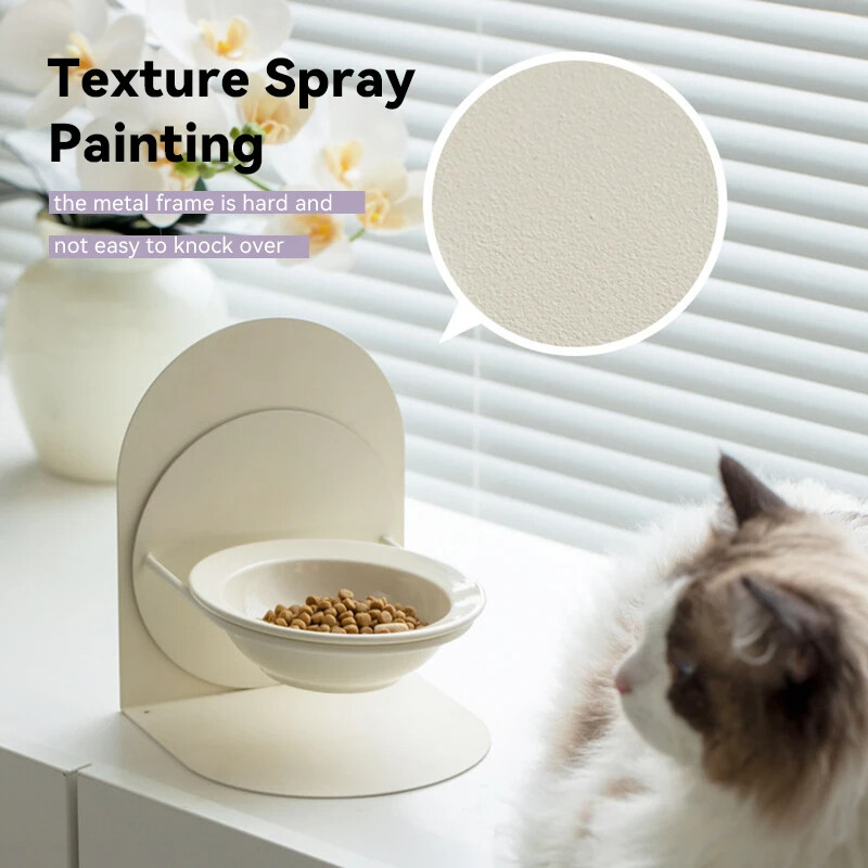 Noņemama mājdzīvnieka kaķa un suņa bļoda aizsargā kakla skriemeļus no sajukuma ar regulējamu augstumu mājdzīvnieka keramikas bļoda