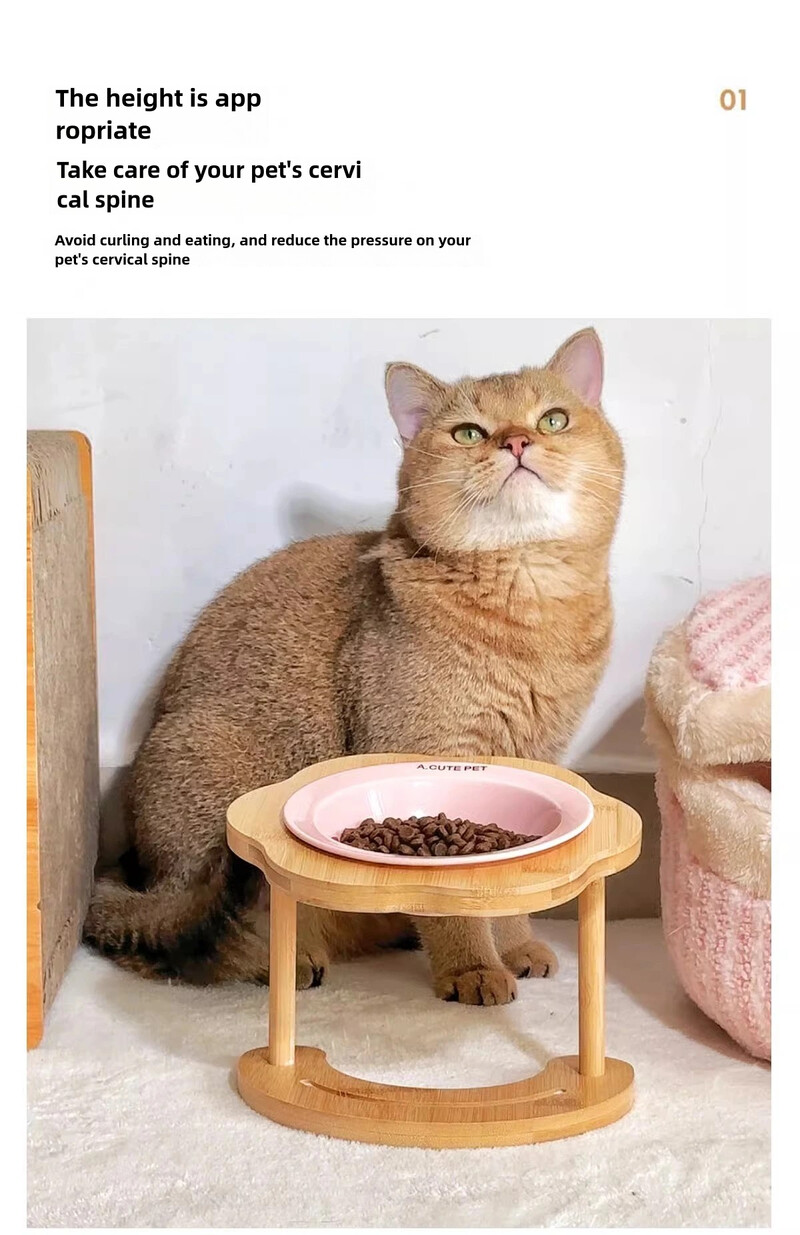 Katės dubuo Keraminė lėkštės dubuo kačių maisto dubuo šunų dubuo naminių kačių lėkštė Katės maisto dubuo Ryžių dubuo Aukšta pėdų apsauga, kaklas